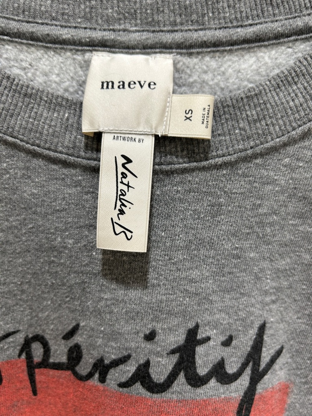 Maeve Gray Crewneck with Red Graphic Cocktail Print - Picture 3 of 4